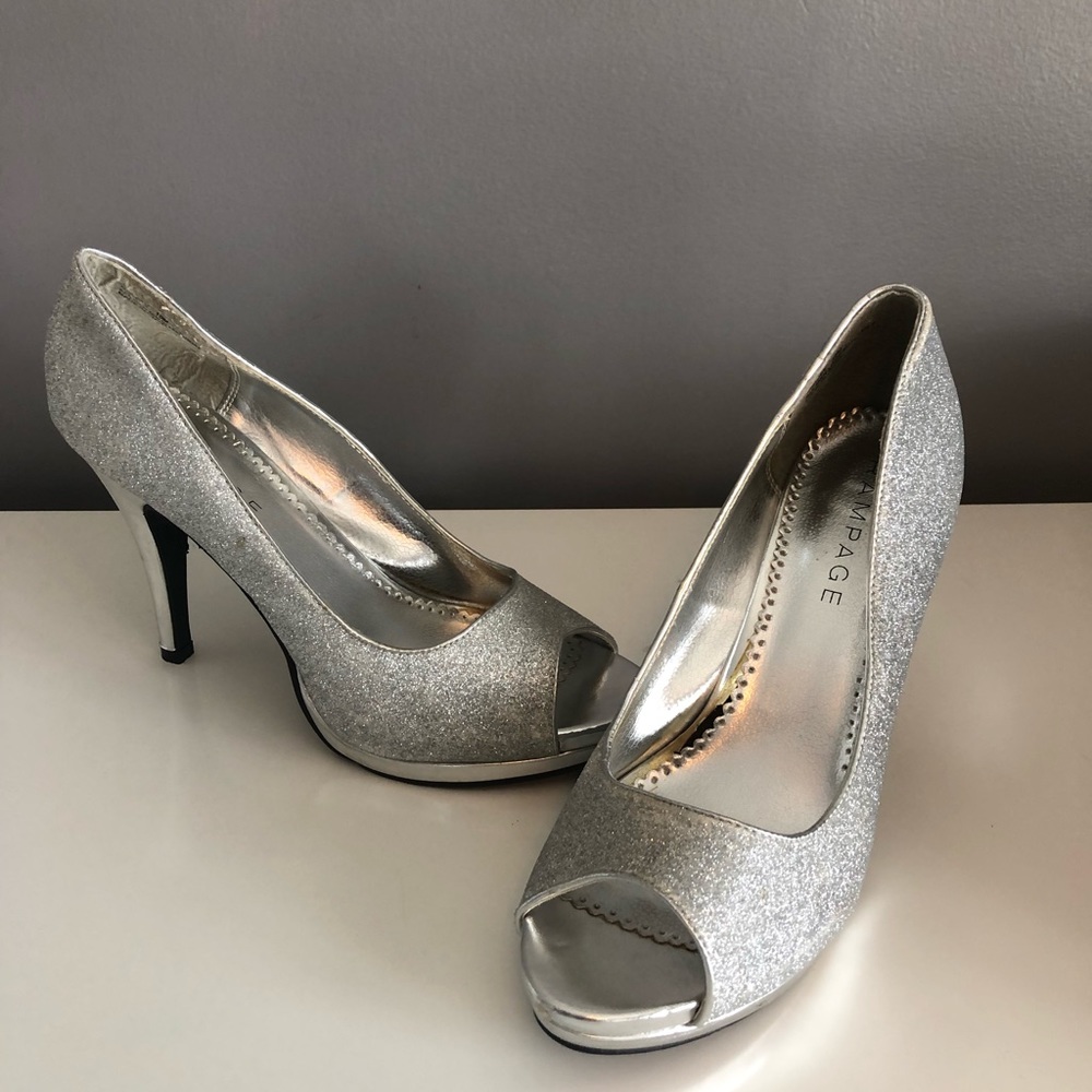 Rampage glitter peep toe heel size 10